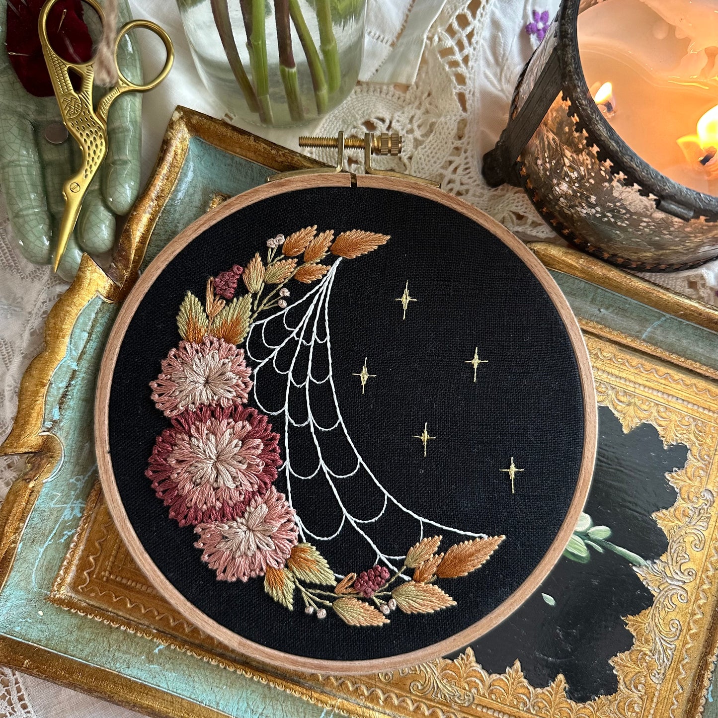 Moody Florals Embroidery Kit with Video Tutorial