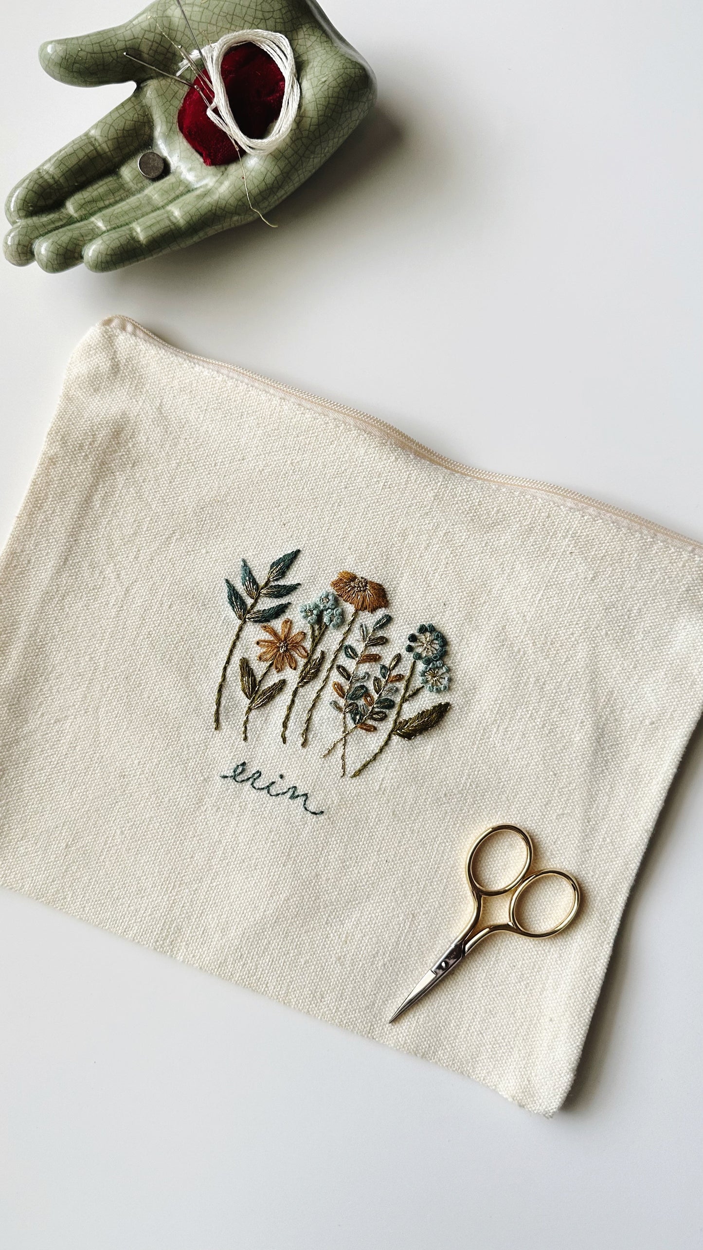 Canvas Zipper Bag Stick & Stitch Patterns Embroidery Kit - Make Your Own Kit!