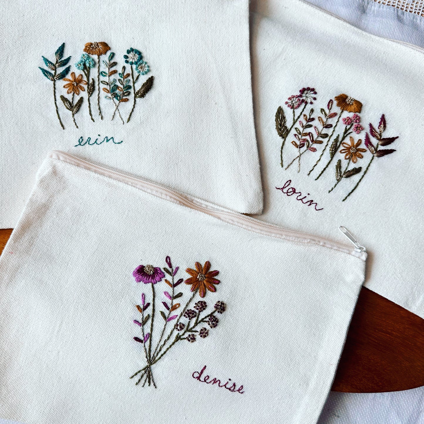 Canvas Zipper Bag Stick & Stitch Patterns Embroidery Kit - Make Your Own Kit!