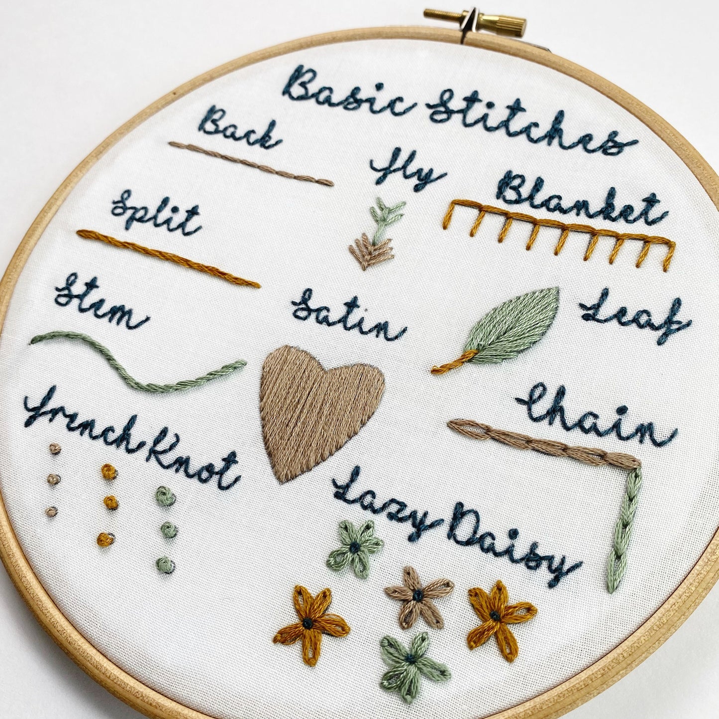 Beginner Stitch Sampler Embroidery PDF Pattern - Digital Download