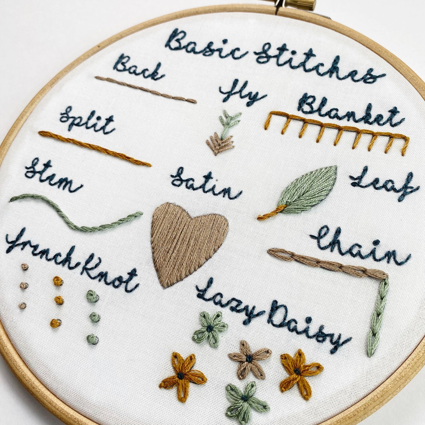Beginner Stitch Sampler Embroidery PDF Pattern - Digital Download