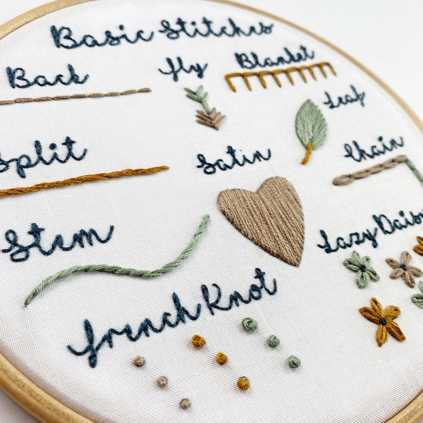 Beginner Stitch Sampler Embroidery PDF Pattern - Digital Download