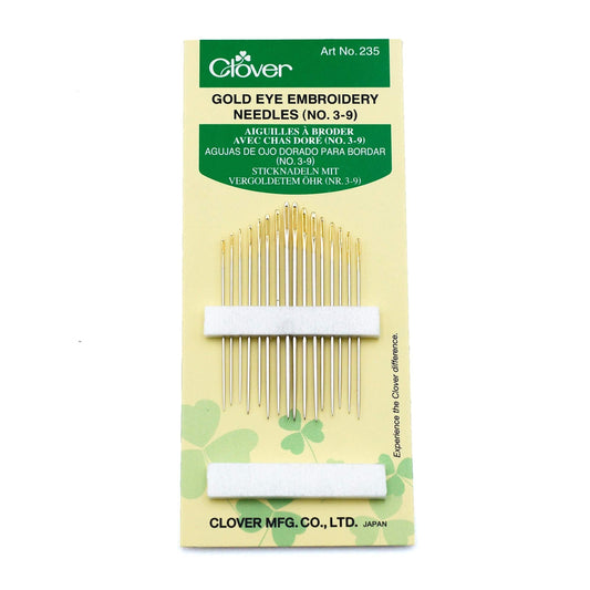 Clover Gold Eye Embroidery Needles sizes 3-9