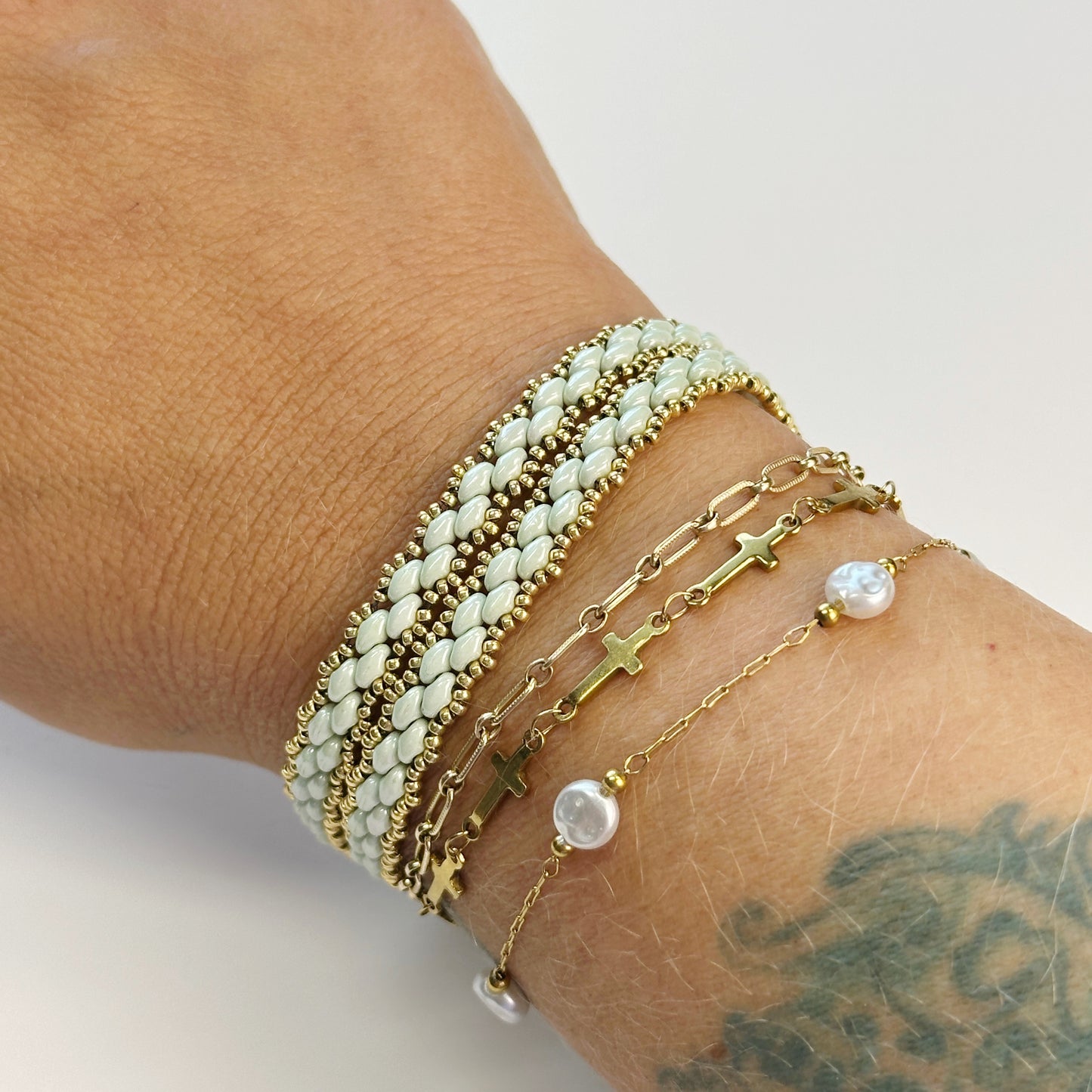Beaded Double Wrap Bracelet with Magnetic Clasp - Handmade