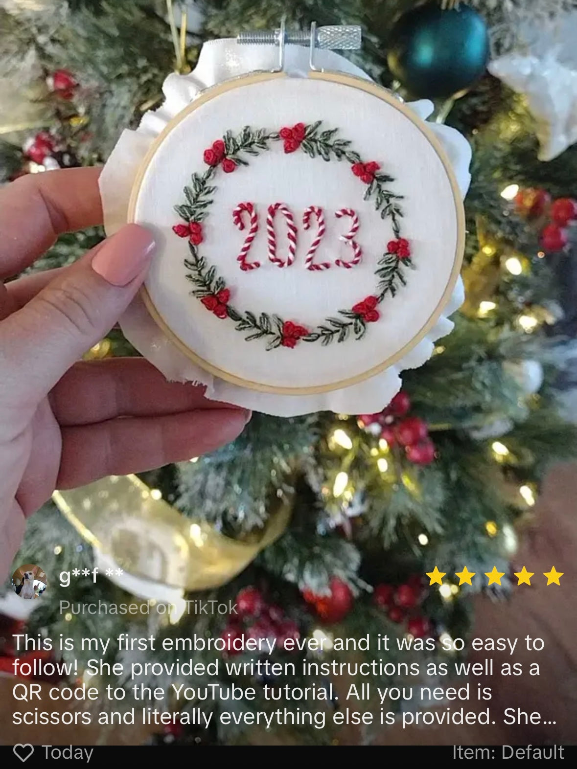 2024 DIY Christmas Wreath Ornament Embroidery Pattern with Video Tutorial- PDF Download