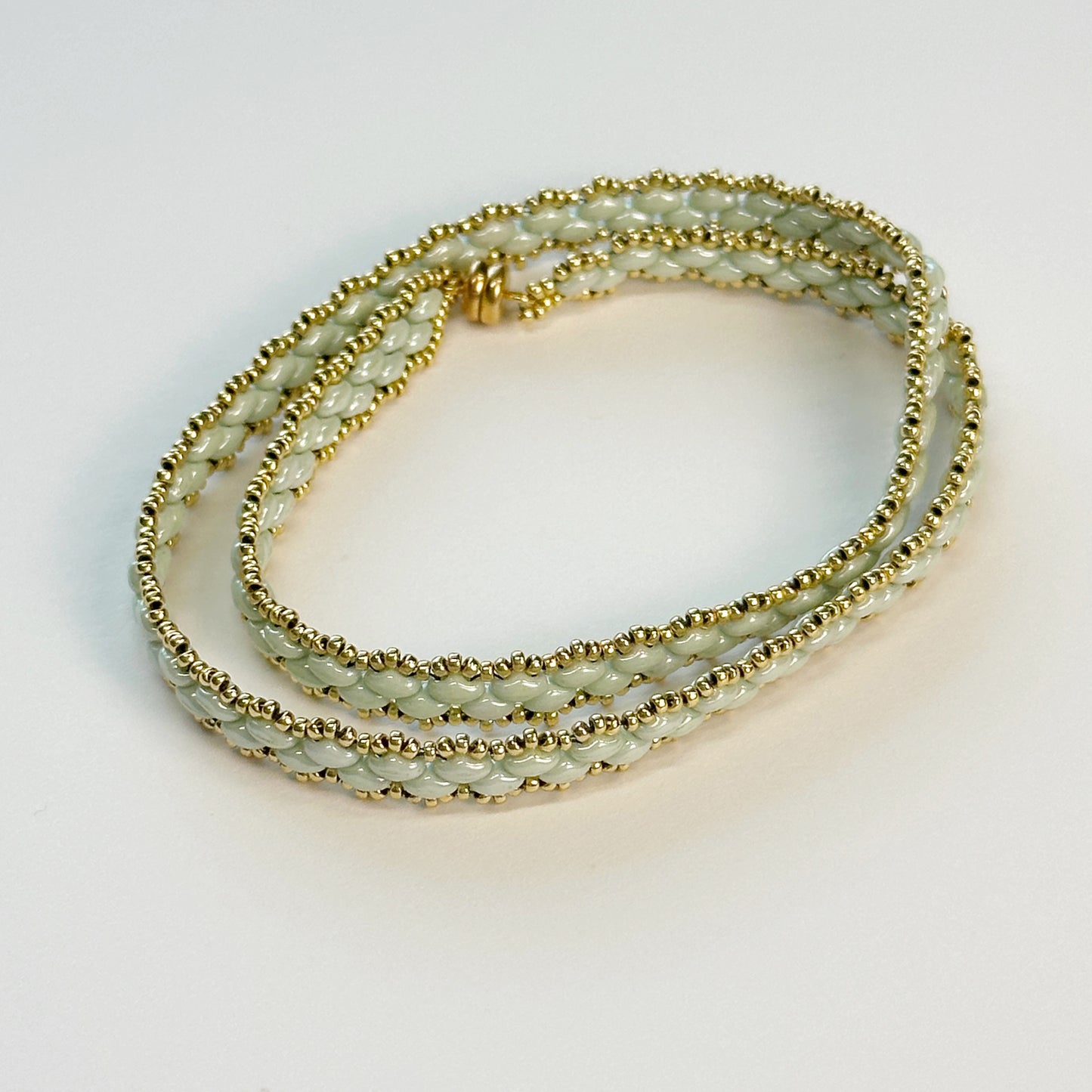 Beaded Double Wrap Bracelet with Magnetic Clasp - Handmade