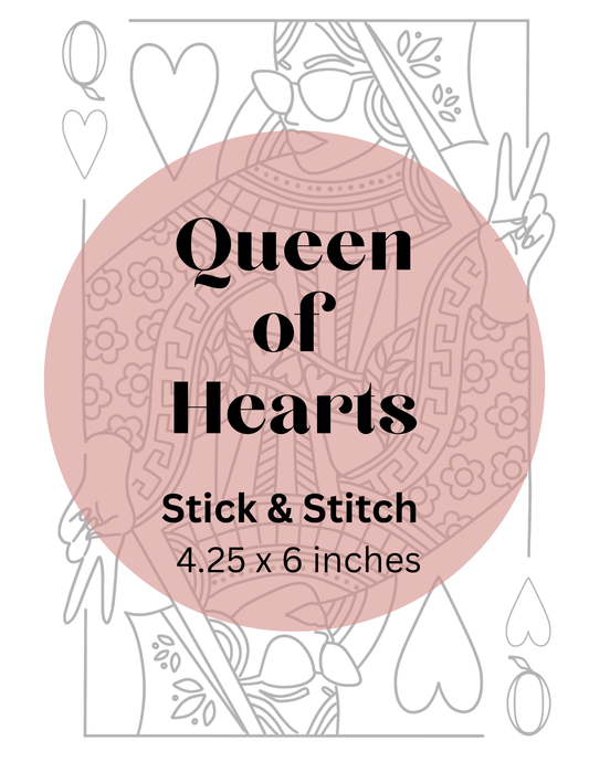Queen of Hearts Stick & Stitch Embroidery Pattern