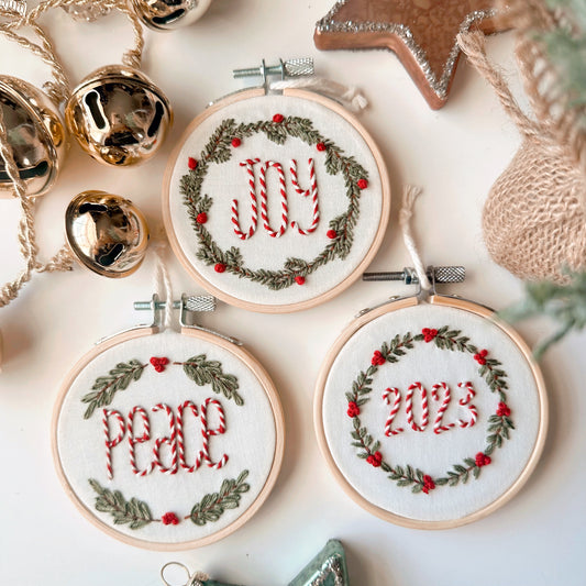 2025 DIY Christmas Wreath Ornament Embroidery Pattern with Video Tutorial- PDF Download