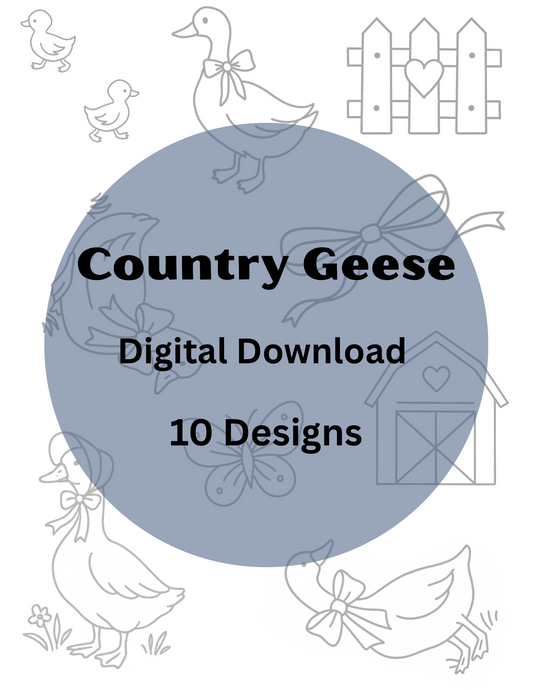 Country Geese Embroidery Patterns - Pattern Sheet - Digital Download