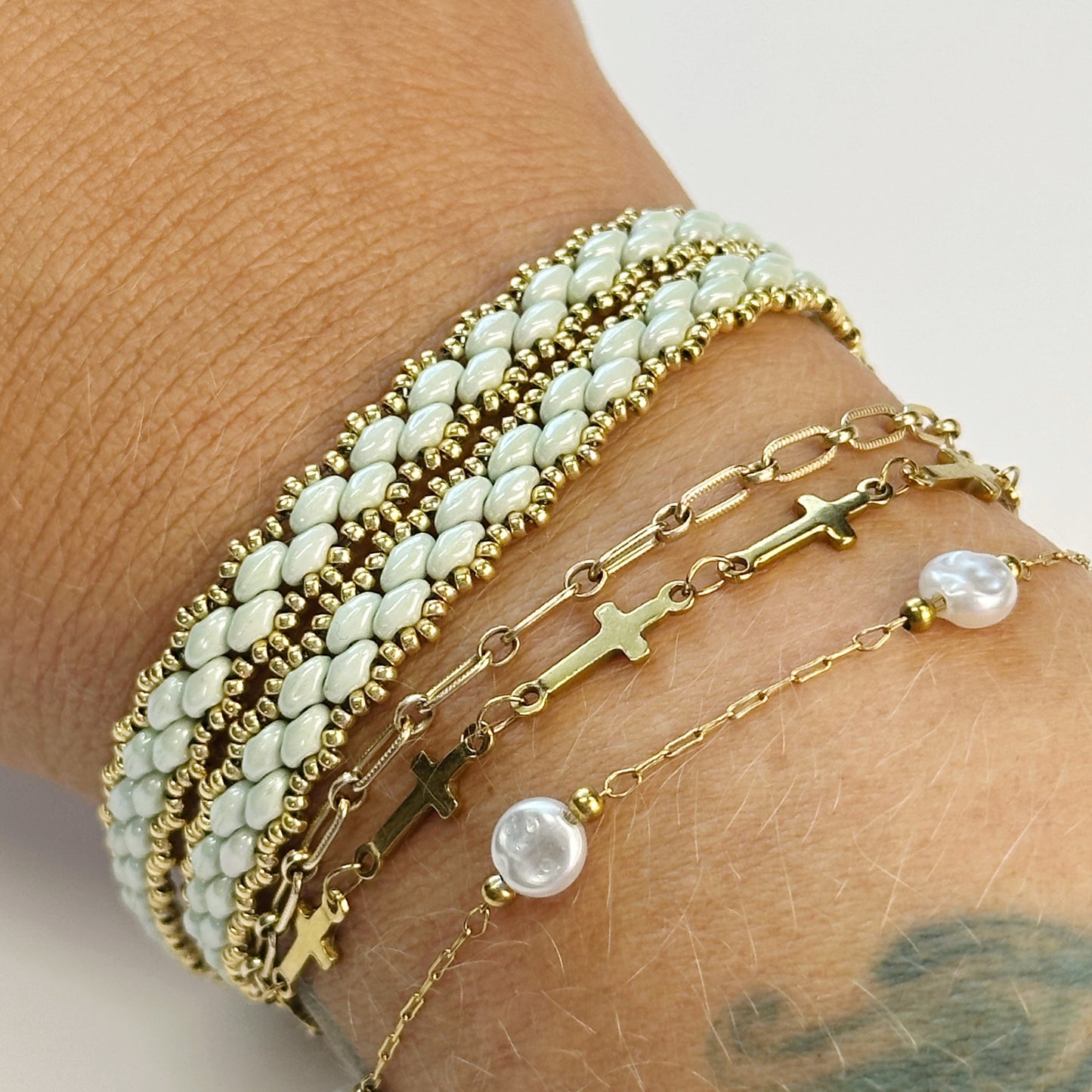 Beaded Double Wrap Bracelet with Magnetic Clasp - Handmade