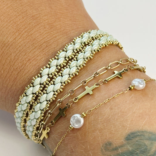 Beaded Double Wrap Bracelet with Magnetic Clasp - Handmade