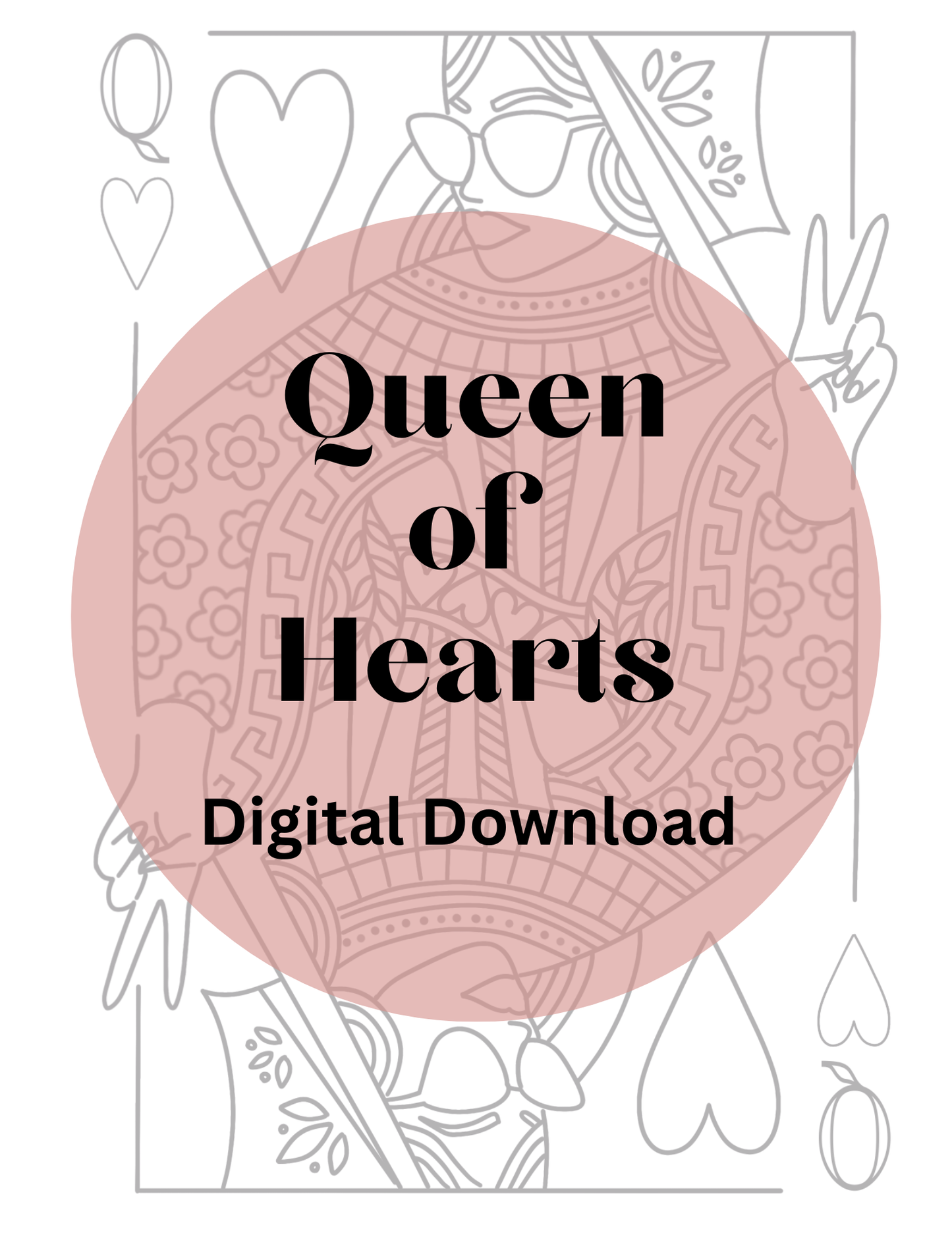 Queen of Hearts Embroidery Pattern - Pattern Sheet - Digital Download
