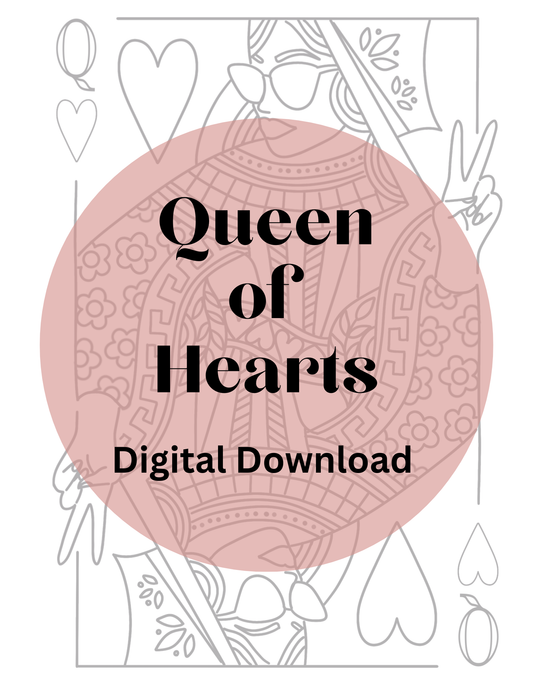 Queen of Hearts Embroidery Pattern - Pattern Sheet - Digital Download
