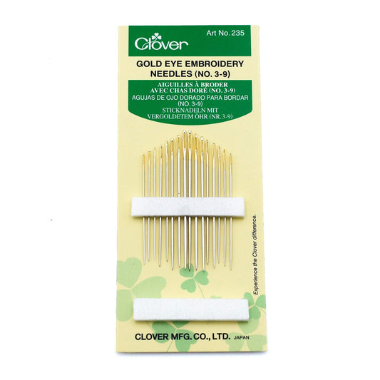 Clover Gold Eye Embroidery Needles sizes 3-9